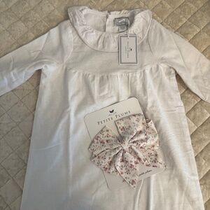 Petite plume white flannel nightgown and big Dorset bow
